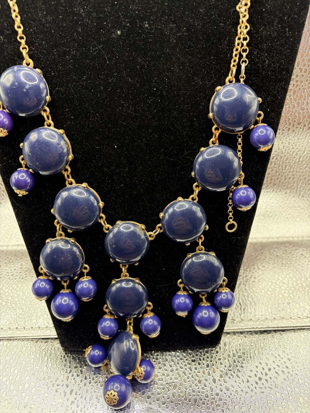 Blue Bubble Bib Statement Necklace: Alloy Resin Chandelier Necklace - Canada Tru